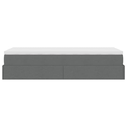 Cadre de lit ottoman avec matelas gris foncé 90x200 cm tissu