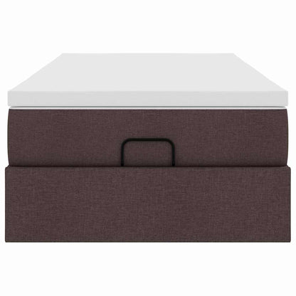 Cadre de lit ottoman avec matelas marron foncé 90x200 cm tissu