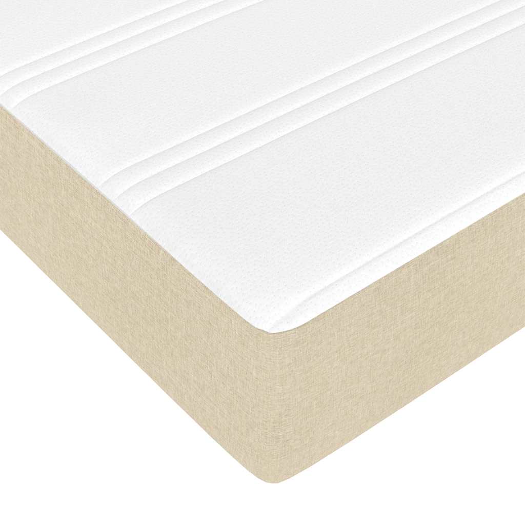 Cadre de lit ottoman avec matelas crème 90x200 cm tissu