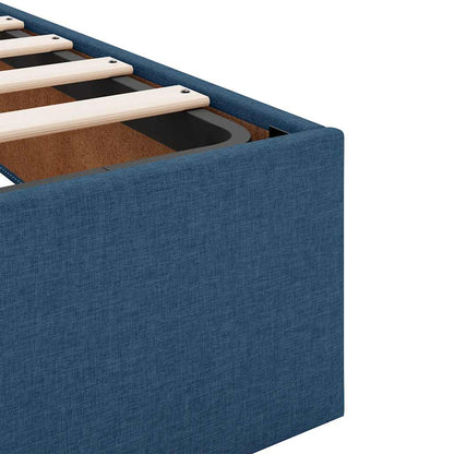 Cadre de lit ottoman avec matelas bleu 90x200 cm tissu