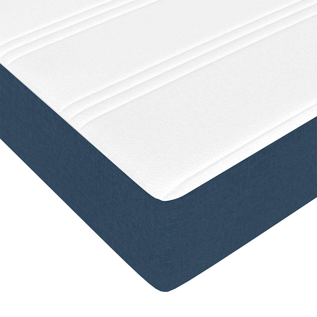 Cadre de lit ottoman avec matelas bleu 90x200 cm tissu