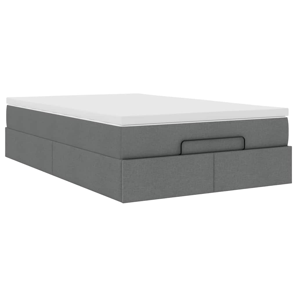 Cadre de lit ottoman avec matelas gris foncé 120x190 cm tissu