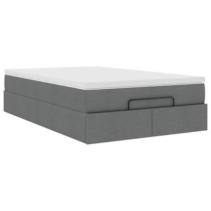 Cadre de lit ottoman avec matelas gris foncé 120x190 cm tissu