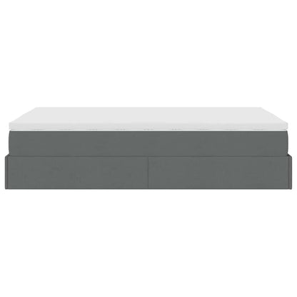 Cadre de lit ottoman avec matelas gris foncé 120x190 cm tissu