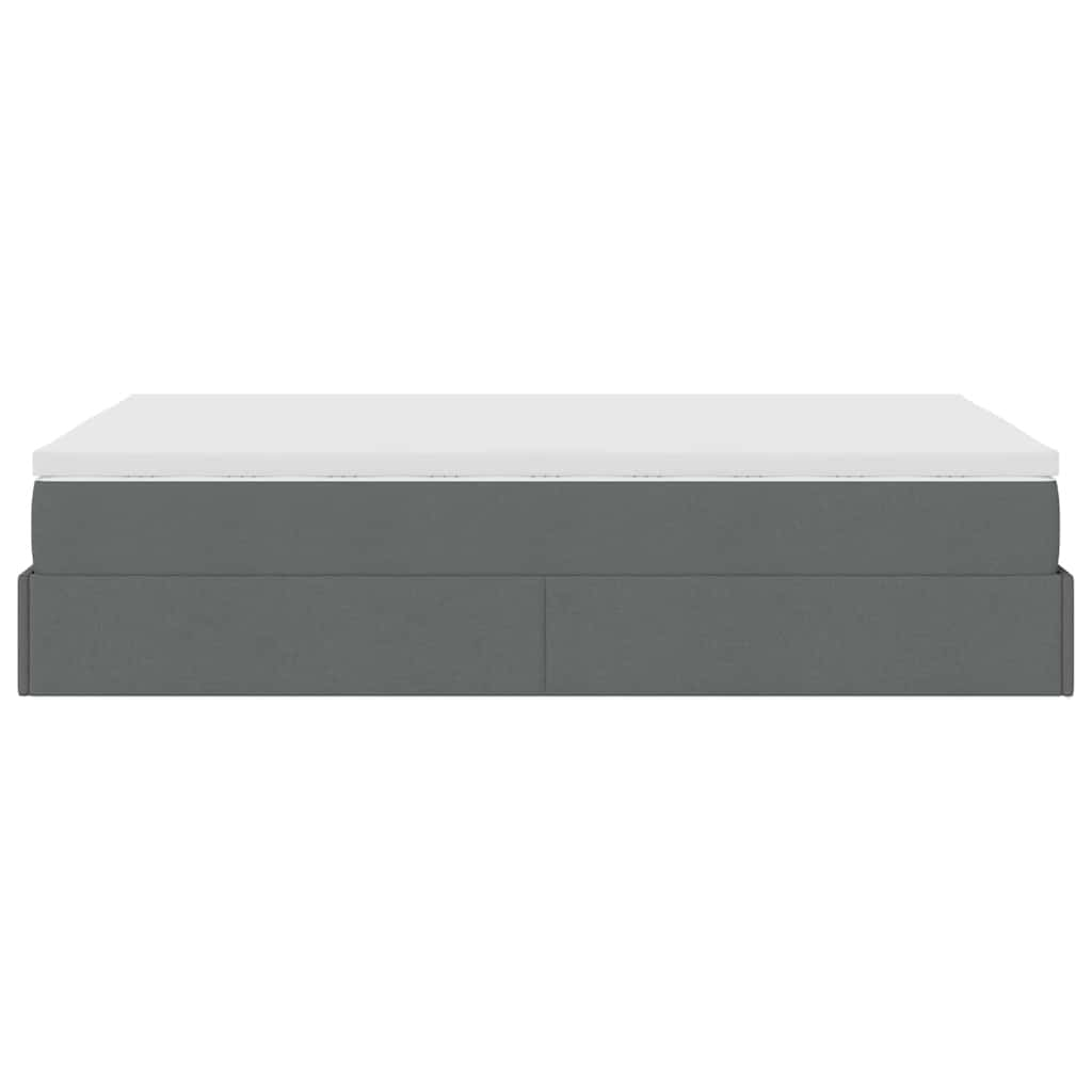 Cadre de lit ottoman avec matelas gris foncé 120x190 cm tissu