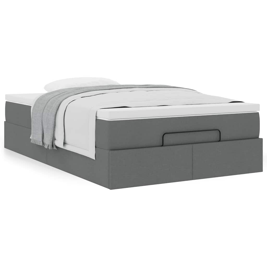 Cadre de lit ottoman avec matelas gris foncé 120x190 cm tissu