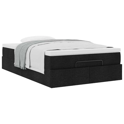 Cadre de lit ottoman avec matelas noir 120x190 cm tissu