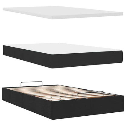 Cadre de lit ottoman avec matelas noir 120x190 cm tissu