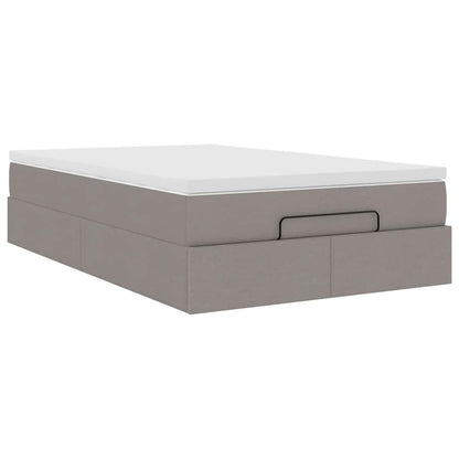 Cadre de lit ottoman avec matelas taupe 120x190 cm tissu