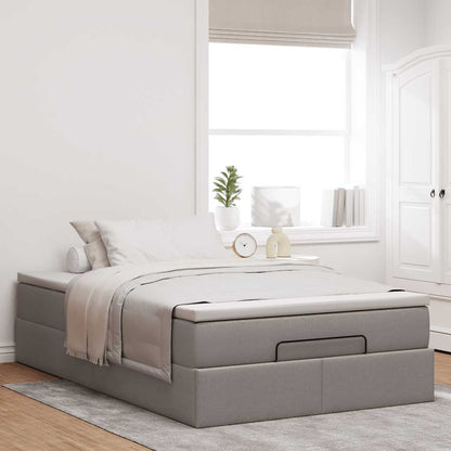 Cadre de lit ottoman avec matelas taupe 120x190 cm tissu