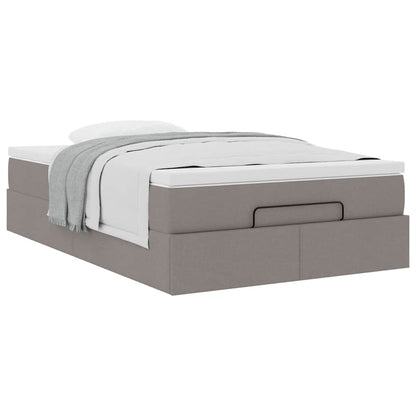 Cadre de lit ottoman avec matelas taupe 120x190 cm tissu