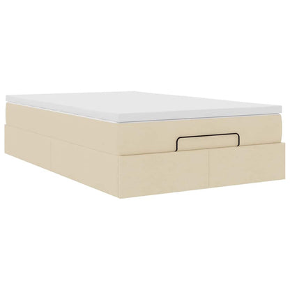 Cadre de lit ottoman avec matelas crème 120x190 cm tissu