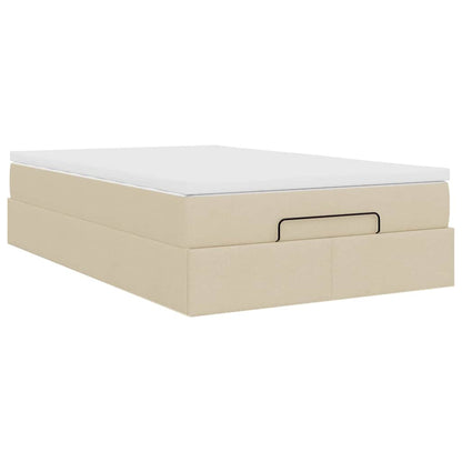 Cadre de lit ottoman avec matelas crème 120x190 cm tissu