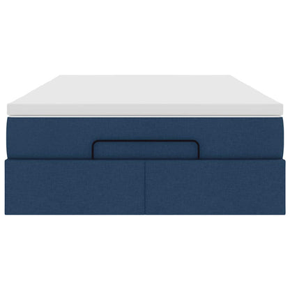 Cadre de lit ottoman avec matelas bleu 120x190 cm tissu