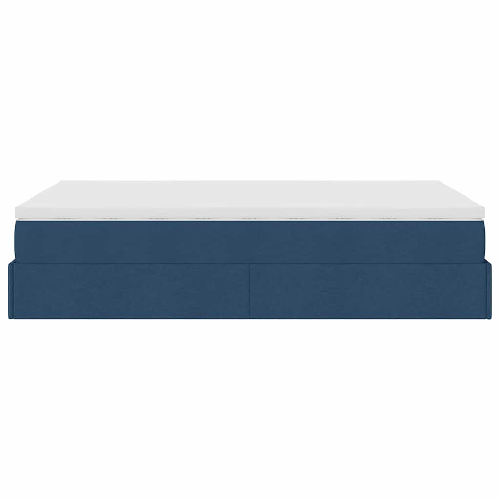 Cadre de lit ottoman avec matelas bleu 120x190 cm tissu