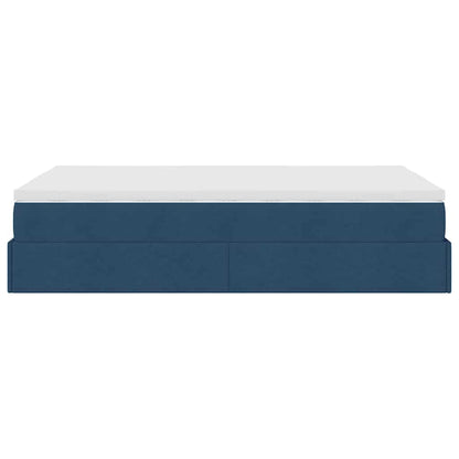 Cadre de lit ottoman avec matelas bleu 120x190 cm tissu