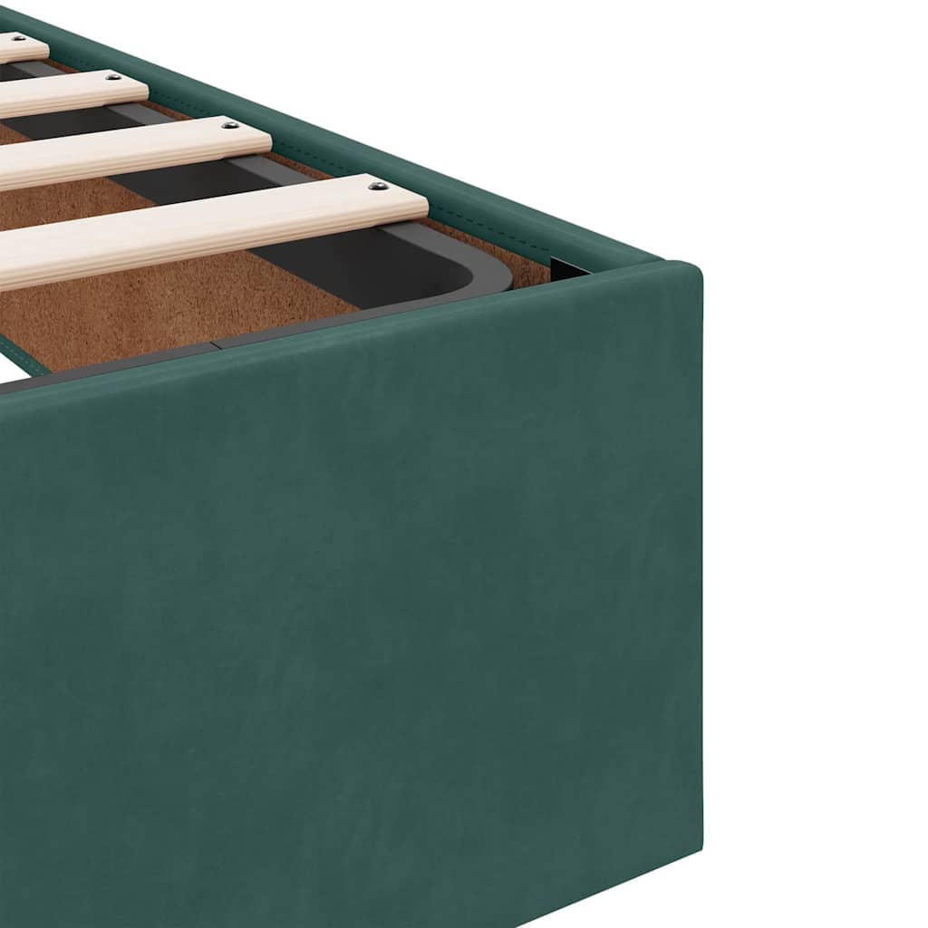 Cadre de lit ottoman avec matelas vert foncé 90x200 cm velours