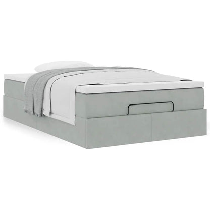 Lit ottoman avec matelas gris clair 120x190 cm velours