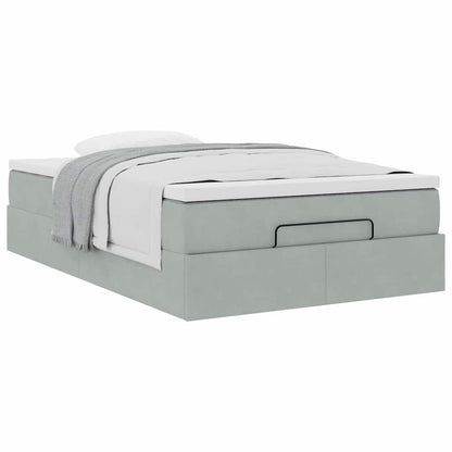 Lit ottoman avec matelas gris clair 120x190 cm velours