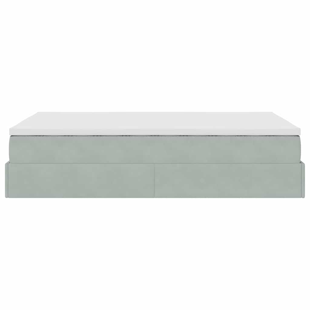 Lit ottoman avec matelas gris clair 120x190 cm velours