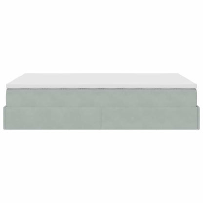 Lit ottoman avec matelas gris clair 120x190 cm velours