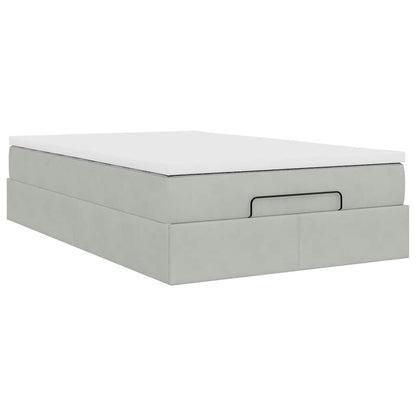 Lit ottoman avec matelas gris clair 120x190 cm velours