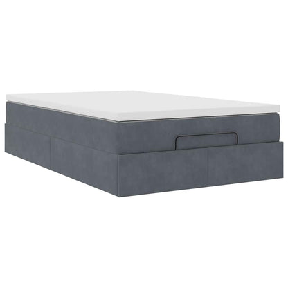 Lit ottoman avec matelas gris foncé 120x190 cm velours