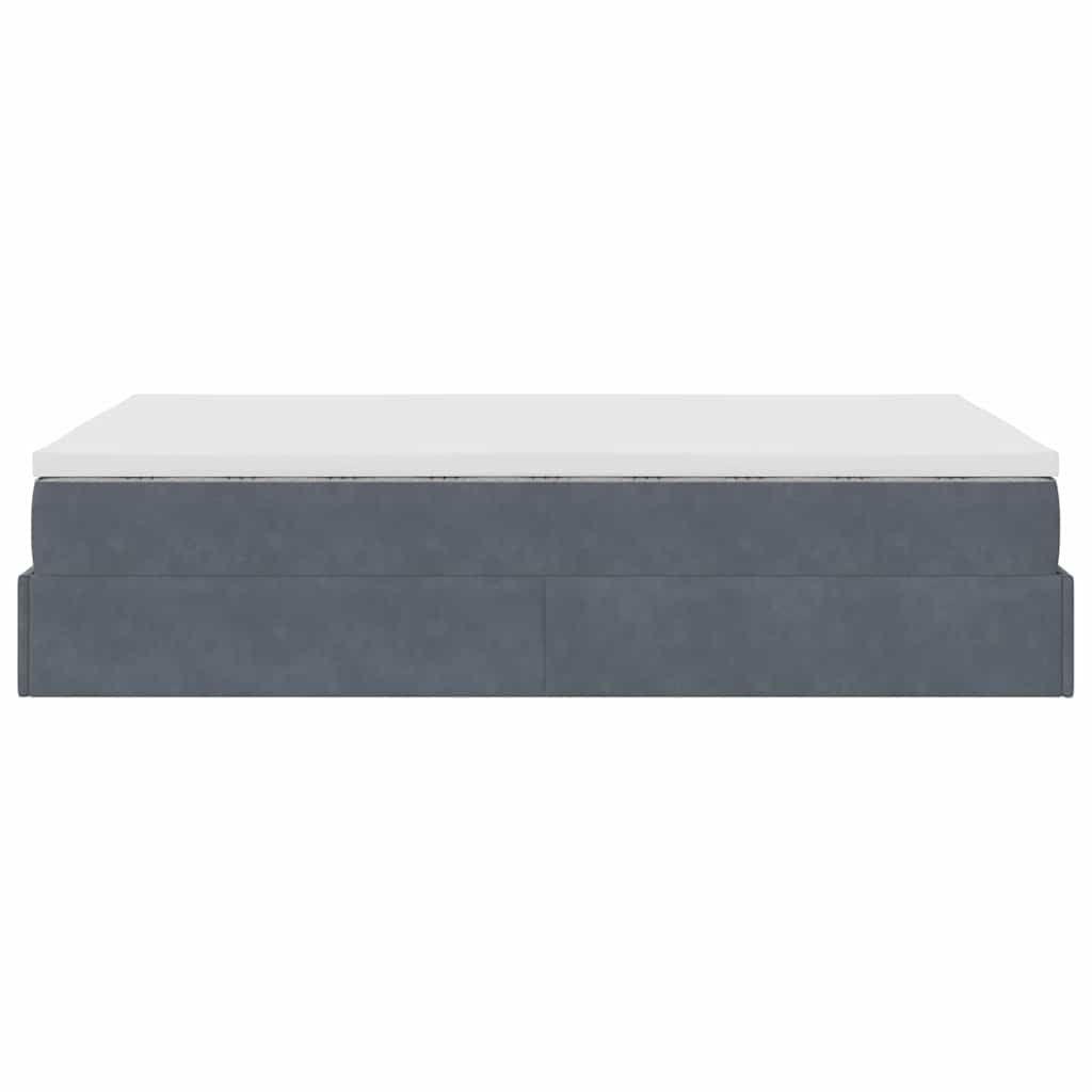 Lit ottoman avec matelas gris foncé 120x190 cm velours