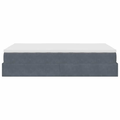 Lit ottoman avec matelas gris foncé 120x190 cm velours