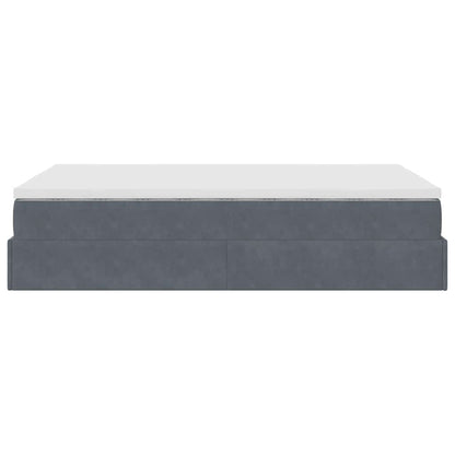 Lit ottoman avec matelas gris foncé 120x190 cm velours