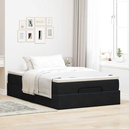 Lit ottoman avec matelas noir 120x190 cm velours