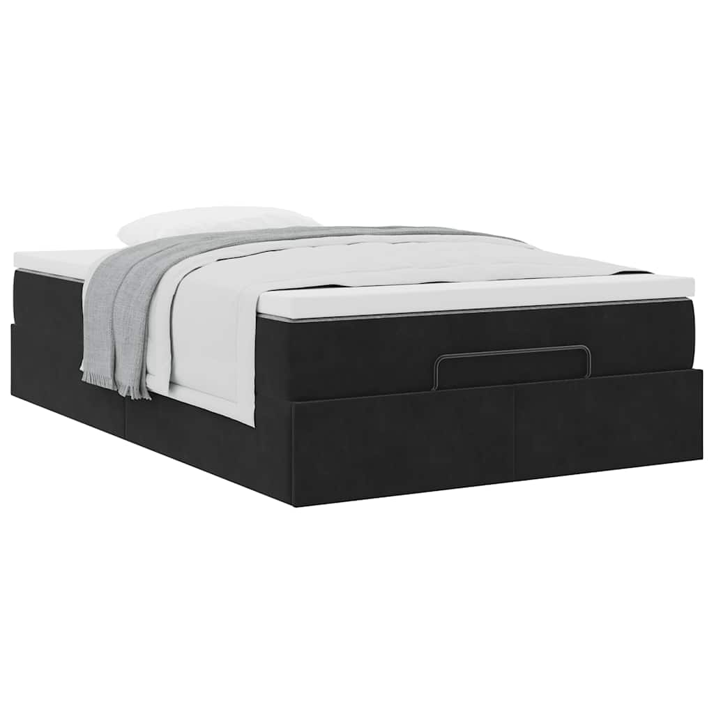 Lit ottoman avec matelas noir 120x190 cm velours