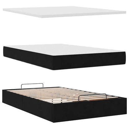 Lit ottoman avec matelas noir 120x190 cm velours