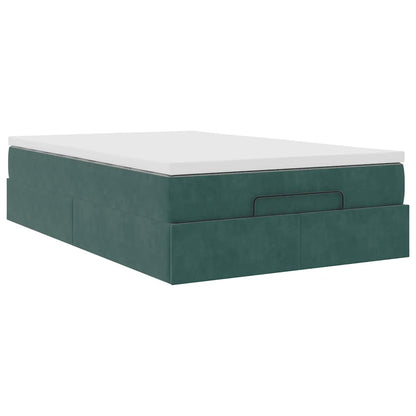 Lit ottoman avec matelas vert foncé 120x190 cm velours