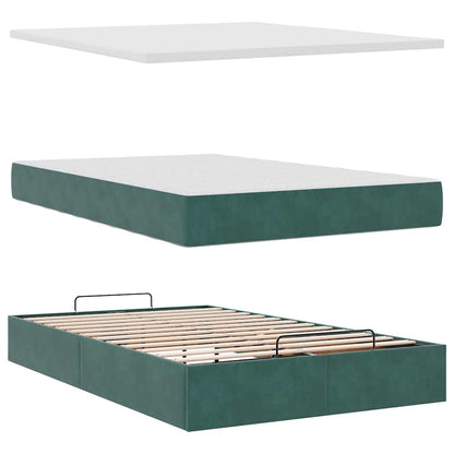 Lit ottoman avec matelas vert foncé 120x190 cm velours