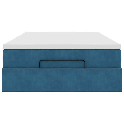 Lit ottoman avec matelas bleu foncé 120x190 cm velours