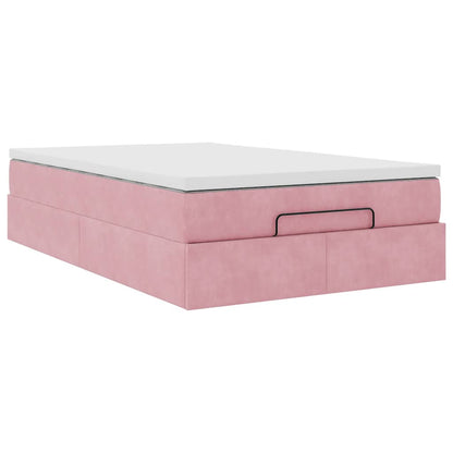 Lit ottoman avec matelas rose 120x190 cm velours