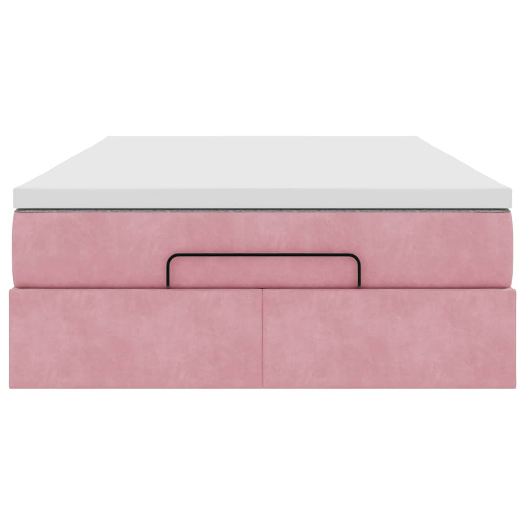 Lit ottoman avec matelas rose 120x190 cm velours