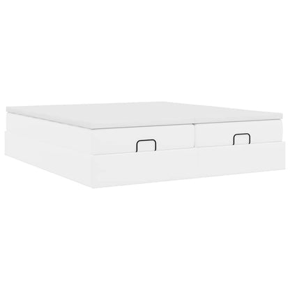 Cadre de lit ottoman avec matelas blanc 160x200 cm similicuir