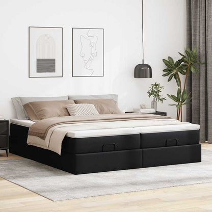 Cadre de lit ottoman avec matelas noir 180x200 cm similicuir