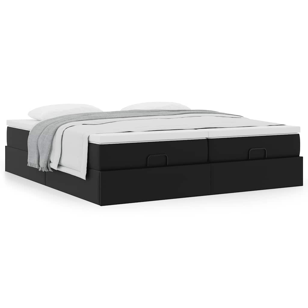 Cadre de lit ottoman avec matelas noir 180x200 cm similicuir