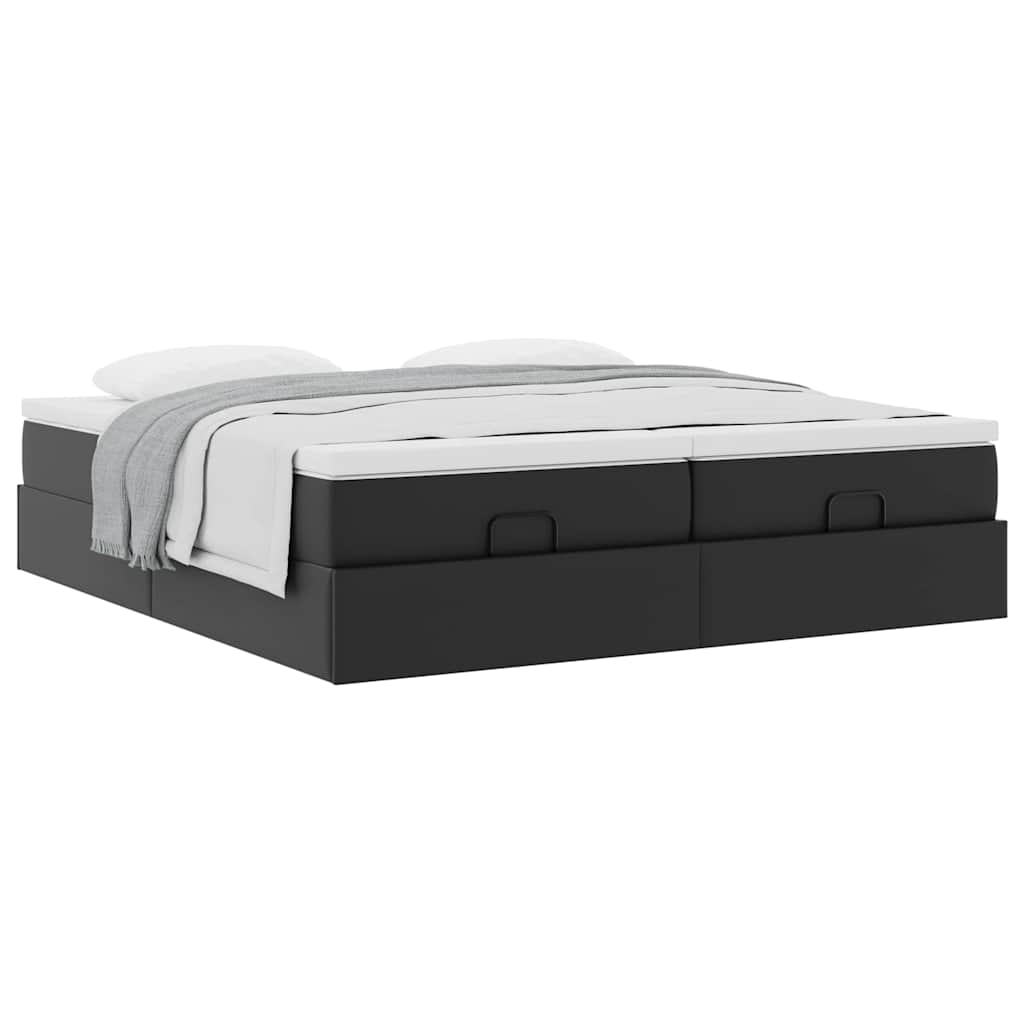 Cadre de lit ottoman avec matelas noir 180x200 cm similicuir