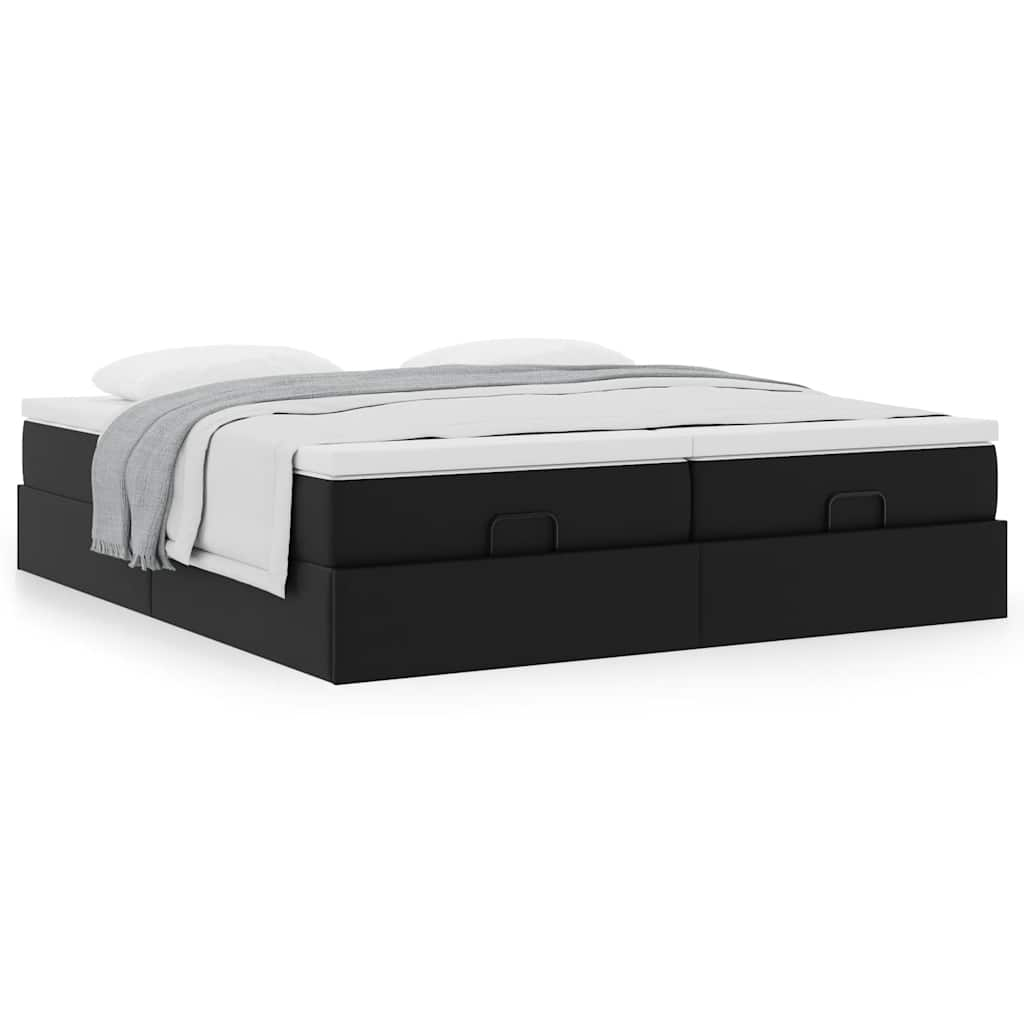 Cadre de lit ottoman avec matelas noir 180x200 cm similicuir