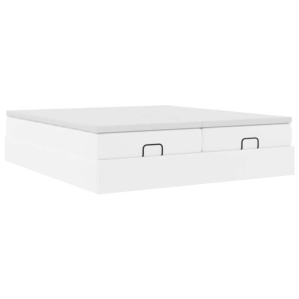 Cadre de lit ottoman avec matelas blanc 180x200 cm similicuir