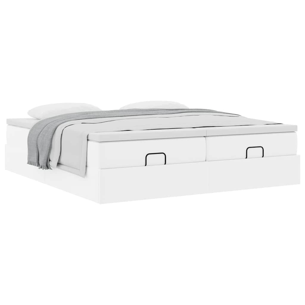 Cadre de lit ottoman avec matelas blanc 180x200 cm similicuir