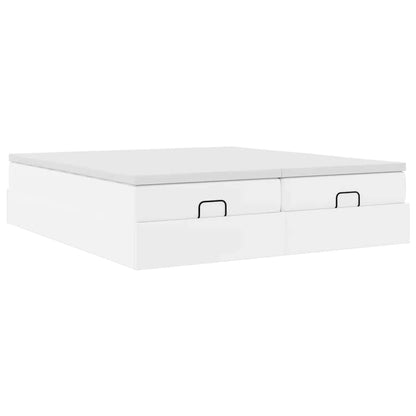 Cadre de lit ottoman avec matelas blanc 180x200 cm similicuir