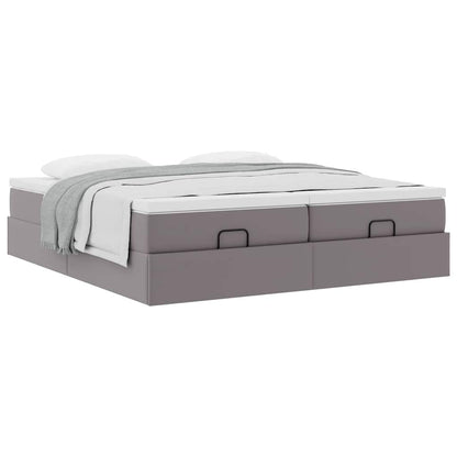 Cadre de lit ottoman avec matelas gris 180x200 cm similicuir