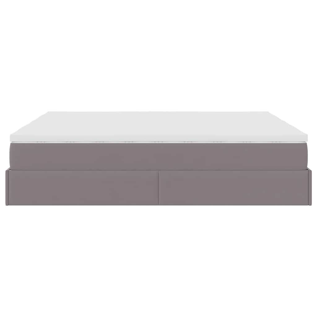 Cadre de lit ottoman avec matelas gris 180x200 cm similicuir