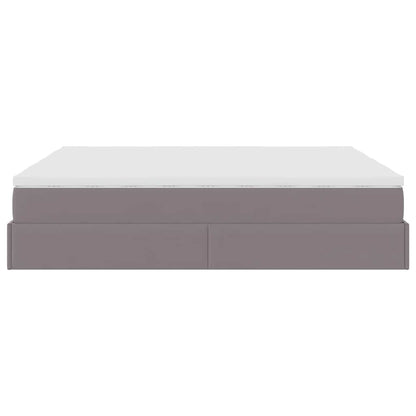 Cadre de lit ottoman avec matelas gris 180x200 cm similicuir