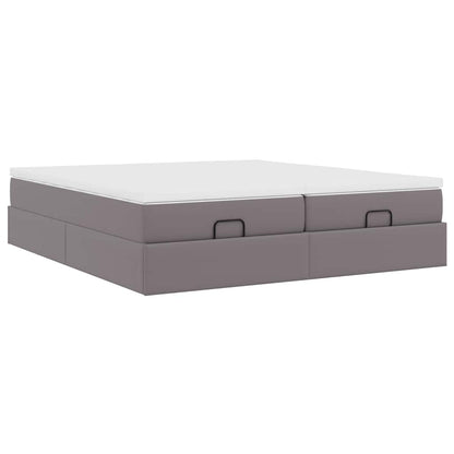 Cadre de lit ottoman avec matelas gris 180x200 cm similicuir